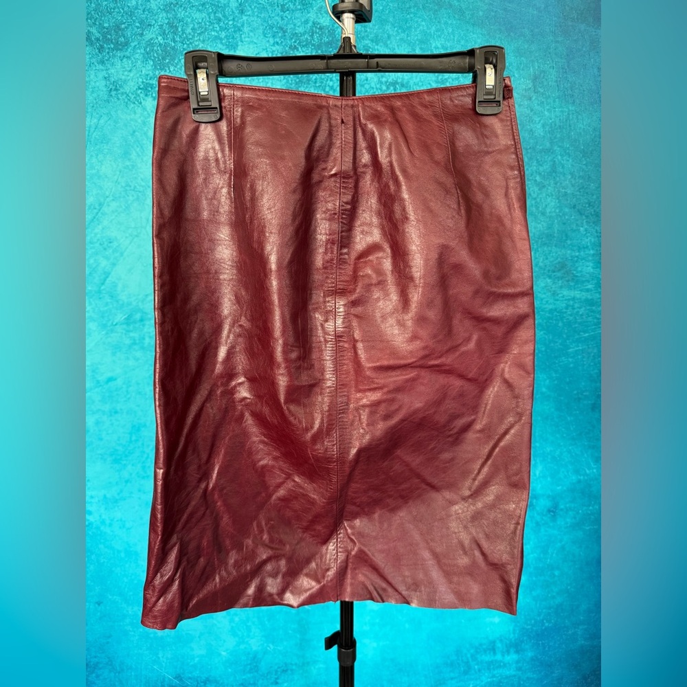 Y2K Wilsons Red Leather Midi Skirt Size 4